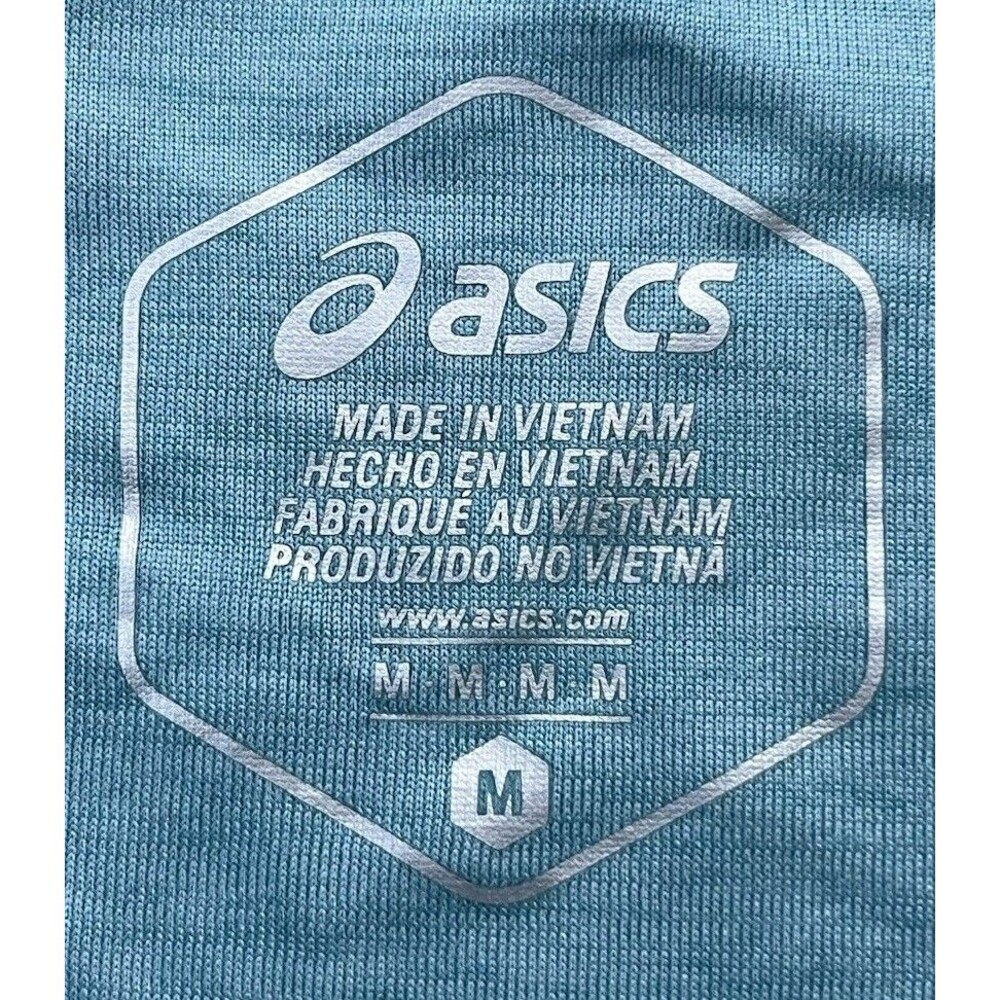 Asics Blue Knit Space Dye Short Sleeve Athletic Tee Mens Sz M NWT Performance - Picture 6 of 10